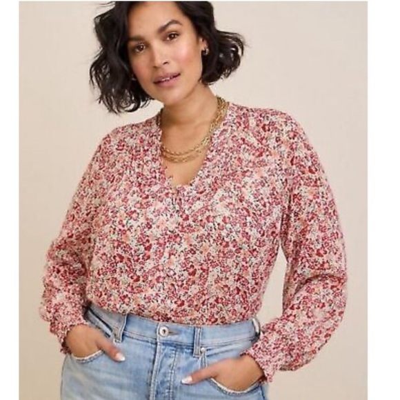 Torrid Floral Metallic Sheer Chiffon Button Down Long Sleeve Blouse Boho 2X - Picture 1 of 10